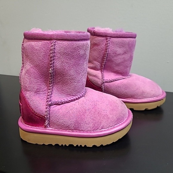 UGG Winter Snow Boots Youth 6 Pink Mid Calf Round‎ Toe Sherpa SN1139056T - Picture 7 of 14